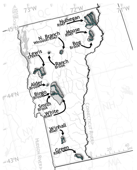 Location of VDEC sentinel streams (Table 8).