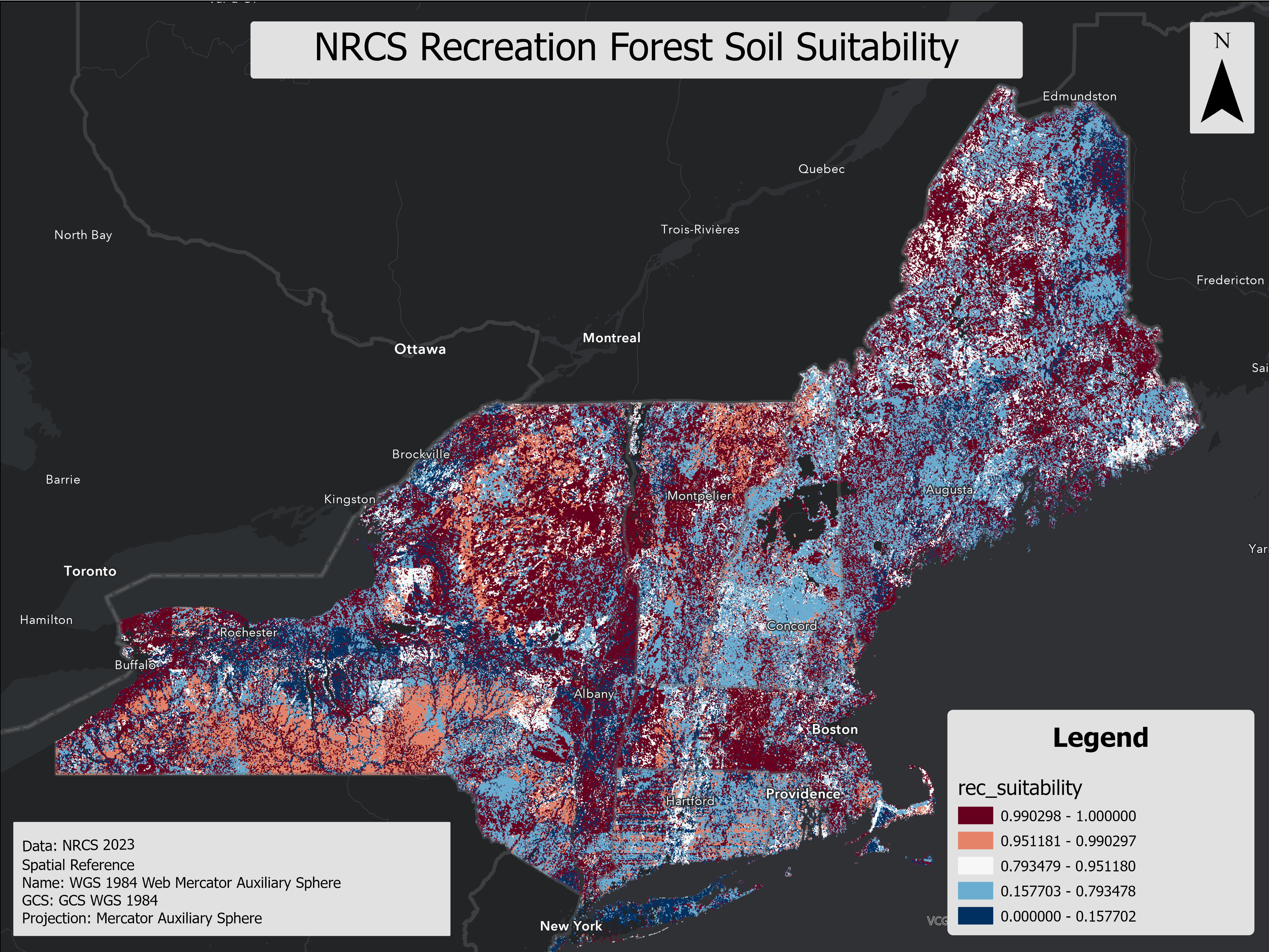 map with recreation suitability