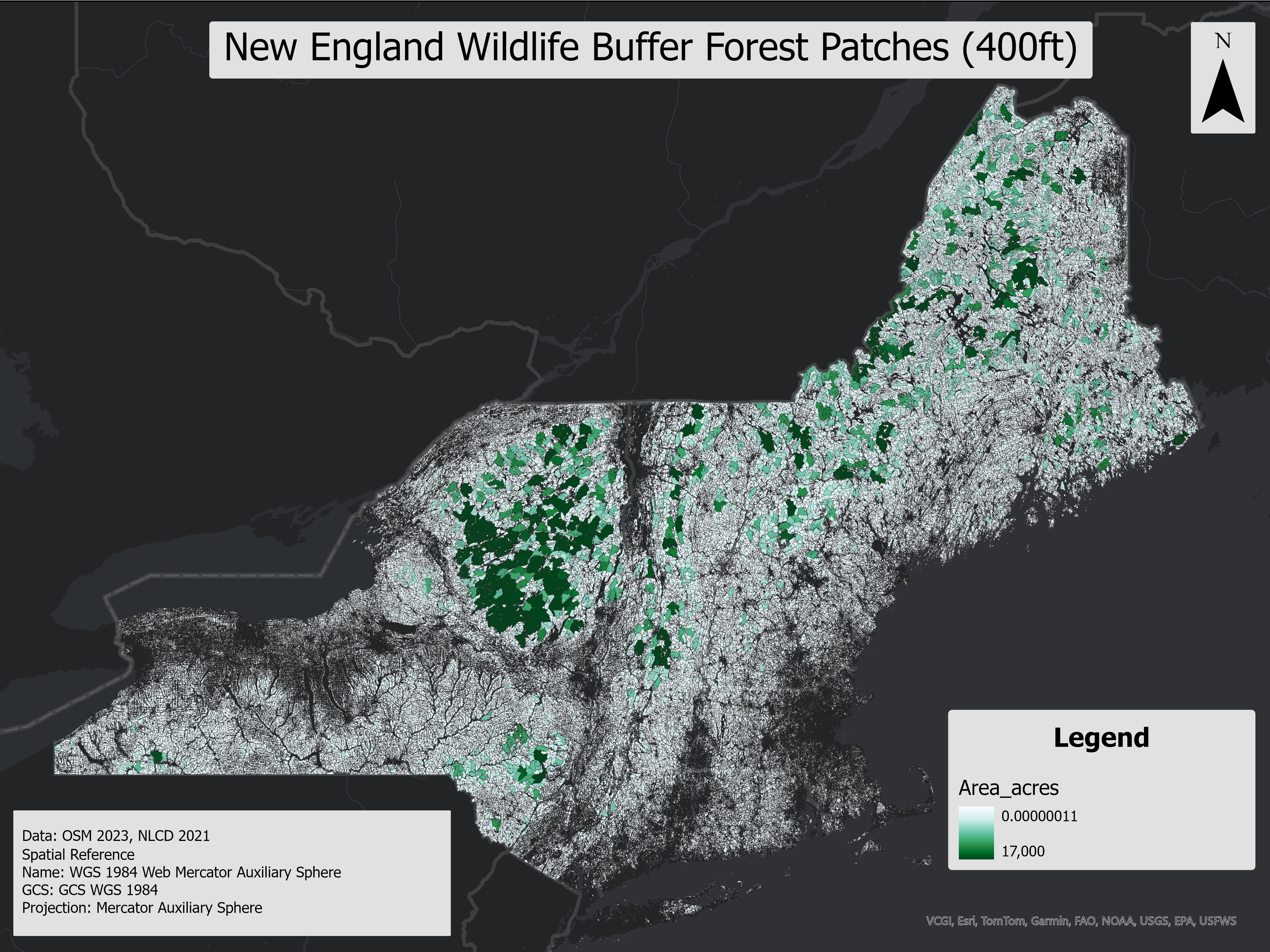 layer displaying potential zones of wildlife disturbance