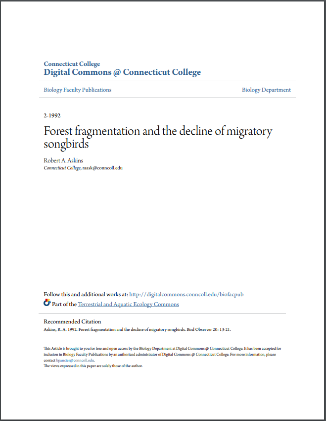 Thumbnail for Forest fragmentation and the decline of migratory birds