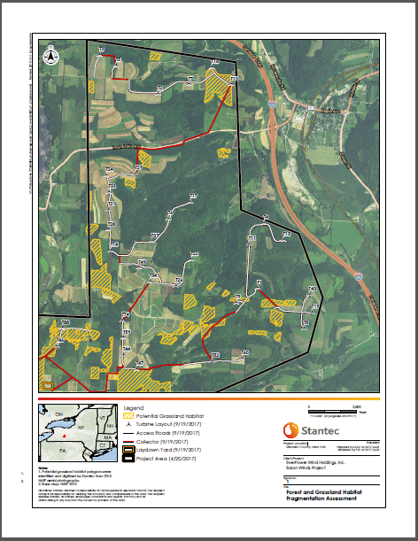 Thumbnail for Analysis of potential habitat fragmentation impacts to songbirds and bats associated with the Baron Winds Project, New York