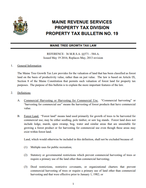 Thumbnail for Maine Tree Growth Tax Law